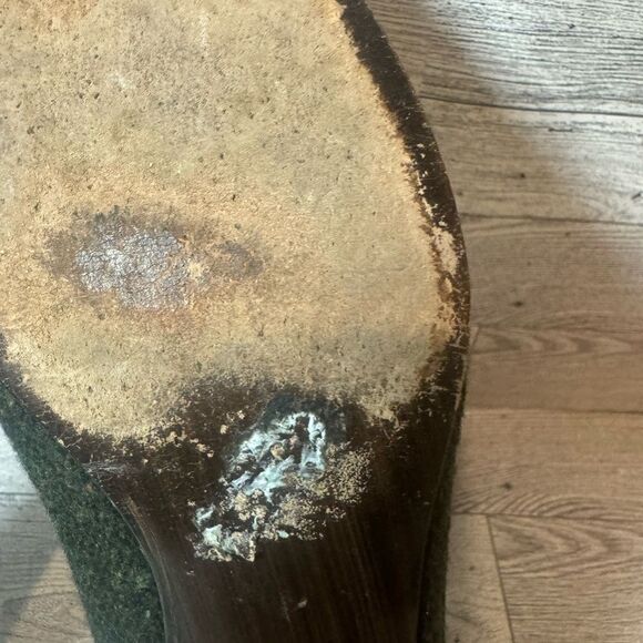 Stuart Weitzman  Green tweed kitten heels size 8.5‎ - Picture 13 of 14